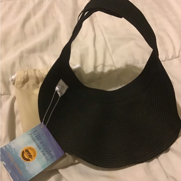 Oh Sunny black foldable visor hat with carry on bag NWT - Picture 7 of 7